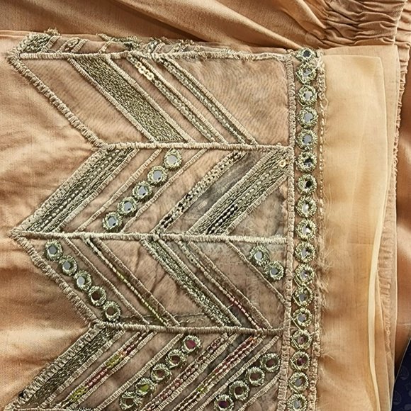 Women's Silk Trouser Pant Mirror Embroidered Sadabahar Designer Pakistani Indian - Picture 2 of 16